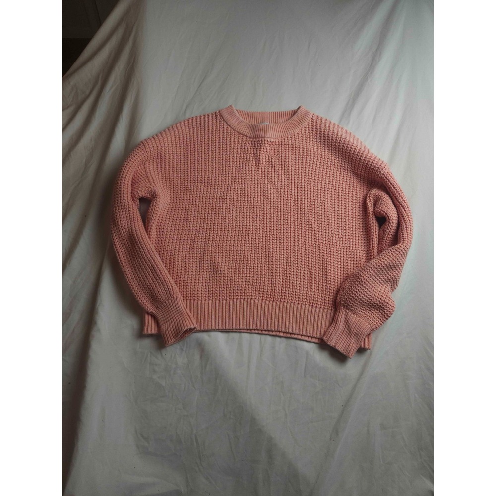 Old Navy Sweater Womens Small Peach Waffle Knit Crew Neck Pullover Long Sleeve